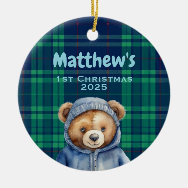 Enfeite de Natal personalizado para o primeiro Nat (Frente)