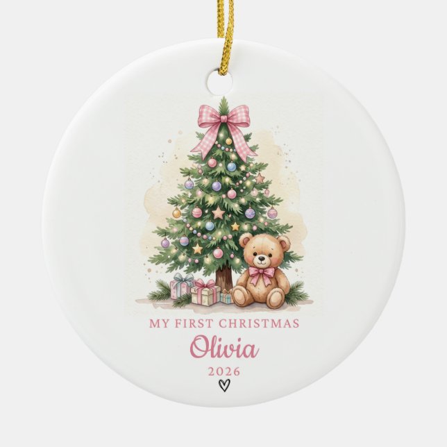 Enfeite de Natal Personalizado para o Primeiro Nat (Frente)
