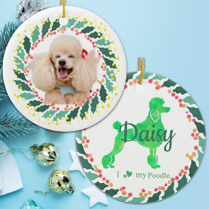 Enfeite de Natal Personalizado Pastel Verde Poodle