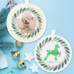 Enfeite de Natal Personalizado Pastel Verde Poodle