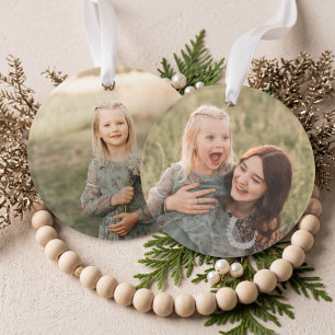 Enfeite de Natal Personalizado Simples de Duas Fot