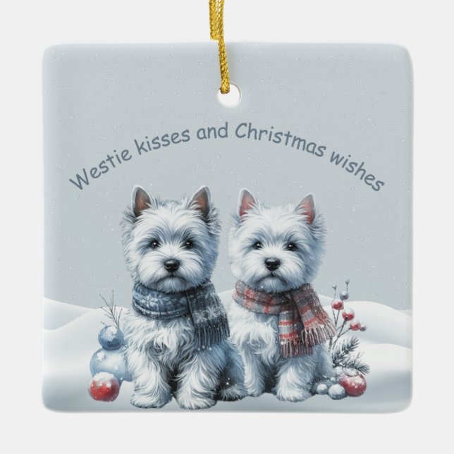 Enfeite de Natal personalizado Westies (Frente)