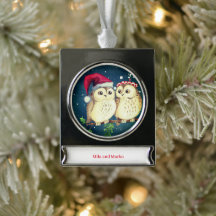 Corujas de Natal apaixonadas