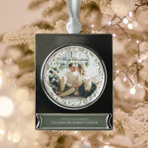 Elegant Just Married Newlywed Photo Christmas