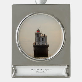 Enfeite De Natal Prateado Com Faixa Farol Bancário de Quatorze Pés