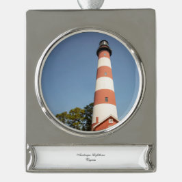 Enfeite De Natal Prateado Com Faixa Farol de Assateague