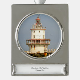 Enfeite De Natal Prateado Com Faixa Farol de Brandywine