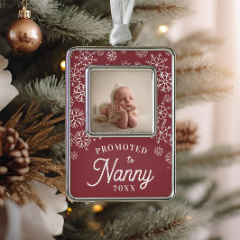 Enfeite De Natal Prateado Com Foto Promovido à babá | Baby Photo Avó