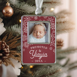 Enfeite De Natal Prateado Com Foto Promovido a Yiayia | Baby Photo Avó