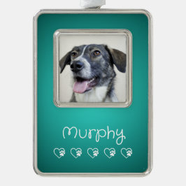 Enfeite De Natal Prateado Com Foto Teal Pet Photo Ornament - Frame, Custom Keepsake