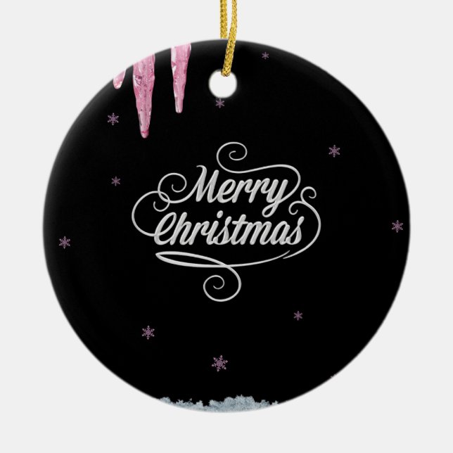 Enfeite de Natal Preto e Rosa (Frente)