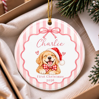 Enfeite de Natal Primeiro Natal do Animal com Laço