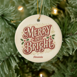 Enfeite de Natal Retro Vintage Alegre e Brilhante