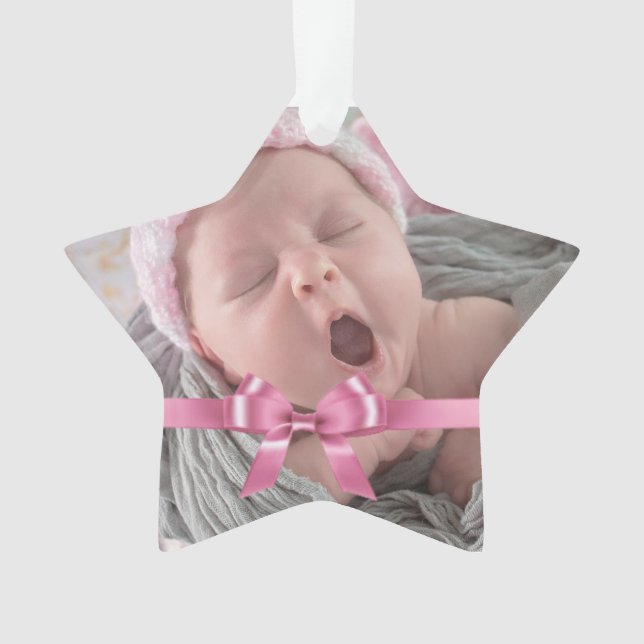 Enfeite de Natal Rosa Personalizado para Primeiro  (Frente)