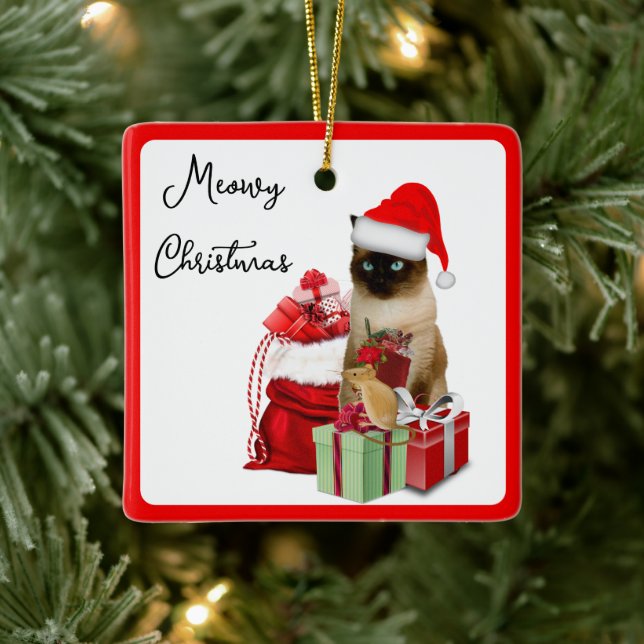 Enfeite de Natal Siamês Meowy Da Sua Gata (Árvore)