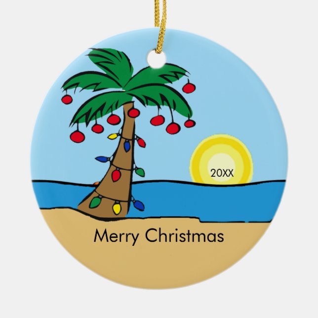 Enfeite de Natal Tropical de Palmeira (Frente)