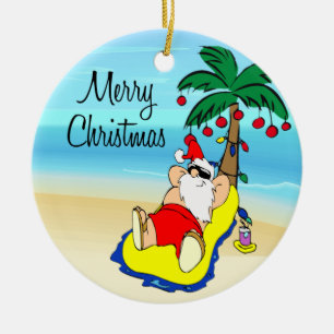 Enfeite de Natal Tropical Santa Relaxante