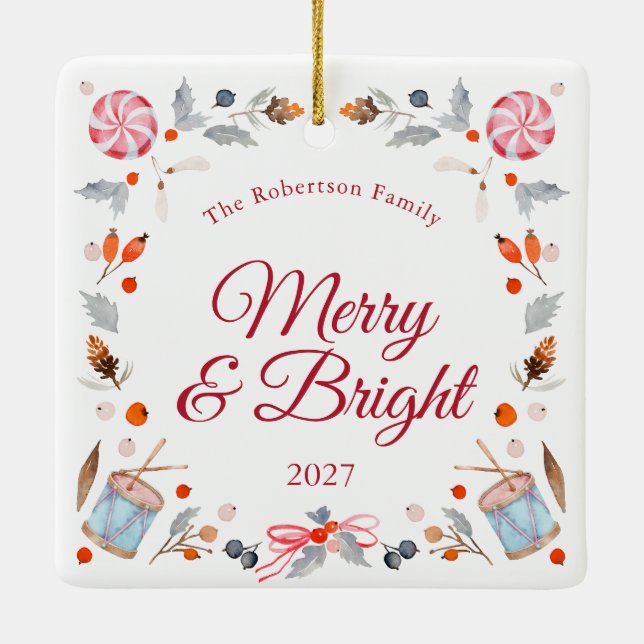 Enfeite de Natal Vintage Alegre e Brilhante (Verso)