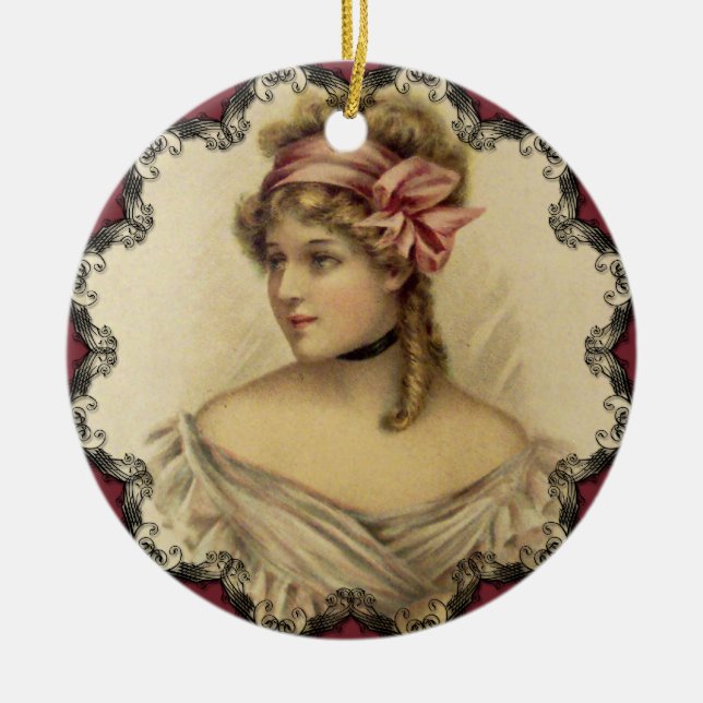 Enfeite de Natal Vintage Mulher Vitoriana (Frente)