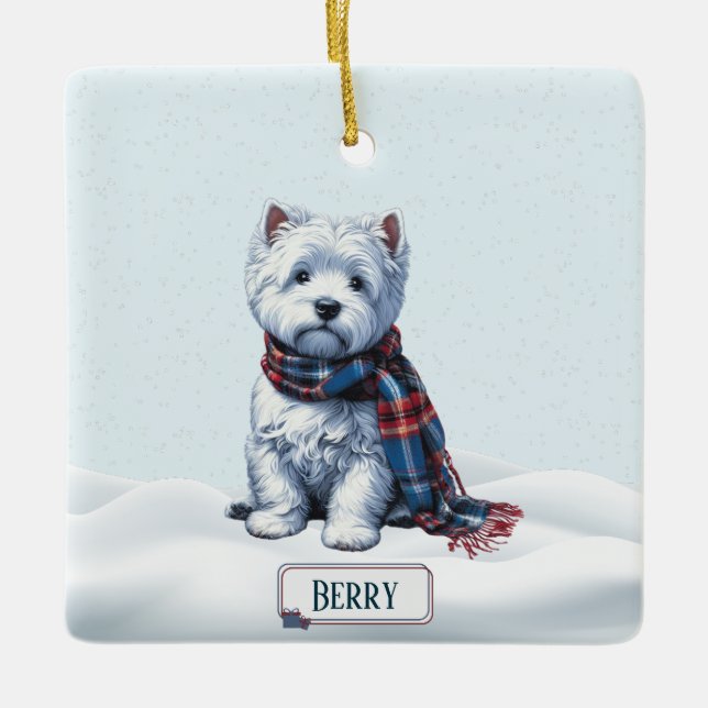 Enfeite de Natal Westie Personalizado (Frente)