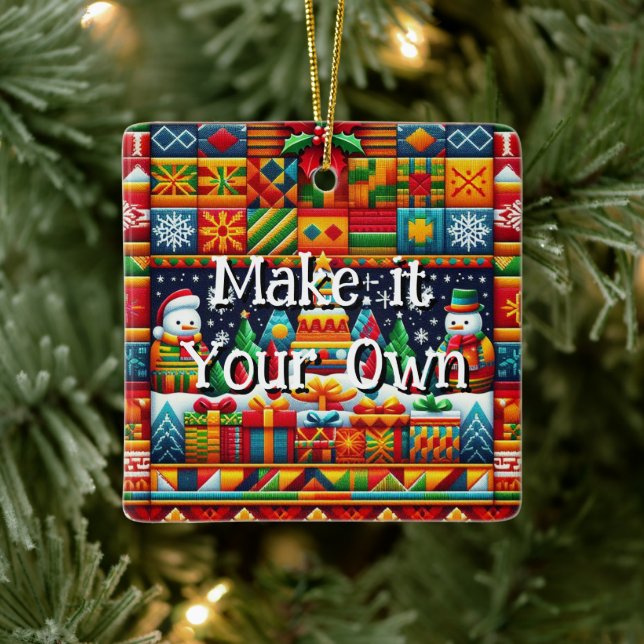 Enfeite de Neve com Padrão de Tecido Kente (Árvore)