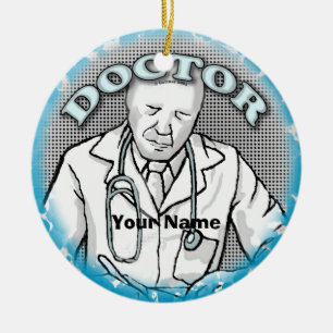 Enfeite de nome personalizado de médico masculino