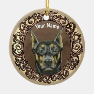 Enfeite de nome personalizado Doberman Ornate