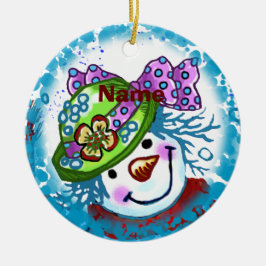 Enfeite de nome personalizado Snow Lady Snowman