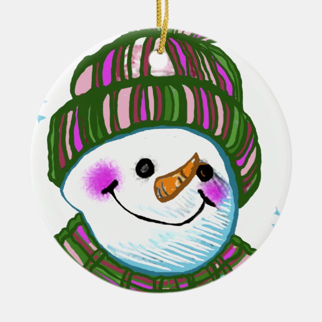 Enfeite de nome personalizado Vovó Boneco de Neve (Frente)