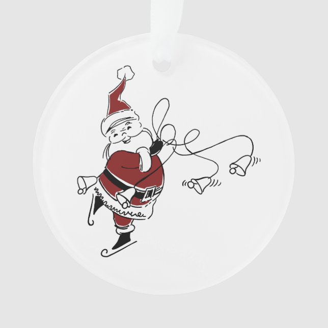 Enfeite de Papai Noel Patinando Antigo (Frente)