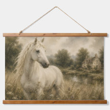 Enfeite de Parede de Cottage Vintage White Horse M