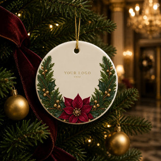 Enfeite de Poinsettia de Marfim Adicione Seu Logot