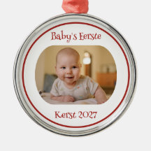 Enfeite de Primeira Natal do Bebê com Foto e Ano