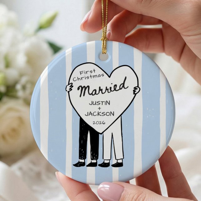 Enfeite de Primeiro Natal Casados Sr & Sr (Criador carregado)
