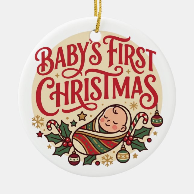 Enfeite de Primeiro Natal do Bebê (Frente)