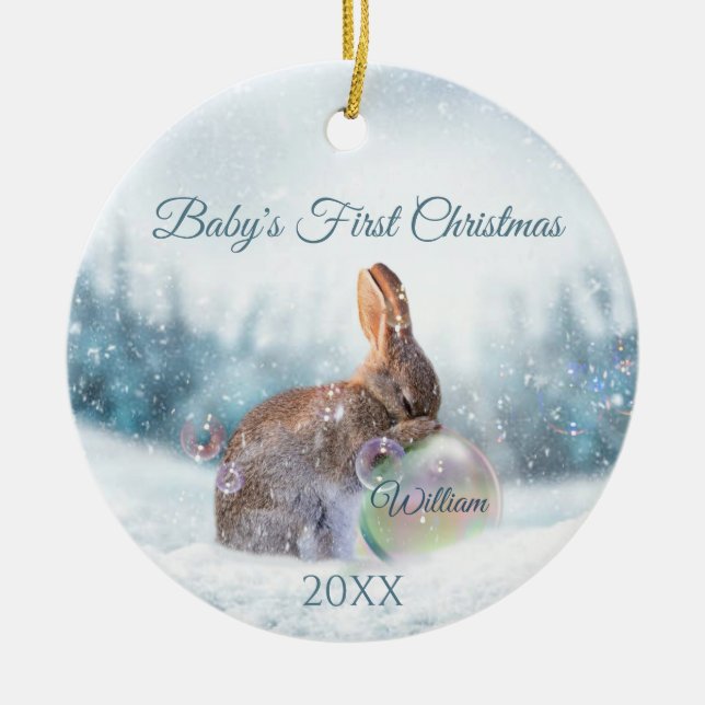 Enfeite de Primeiro Natal do Bunny Baby   (Frente)