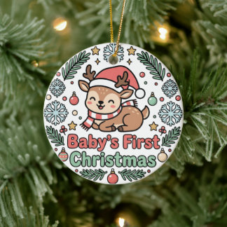 Enfeite de Rena para o Primeiro Natal do Bebê 