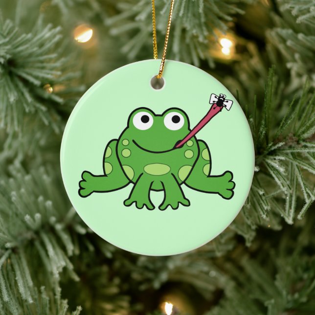 Enfeite de Sapo e Mosca (Gire-o) de dois lados (Árvore)
