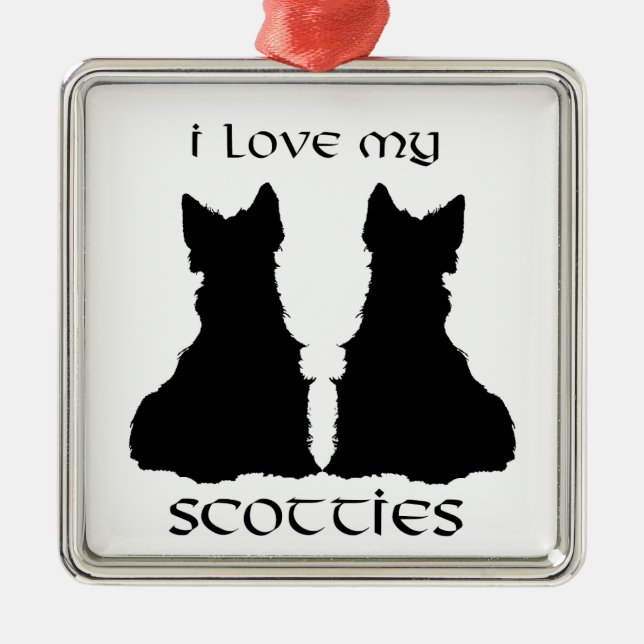 Enfeite de Silhuetas de Amor Scottie Dog (Frente)