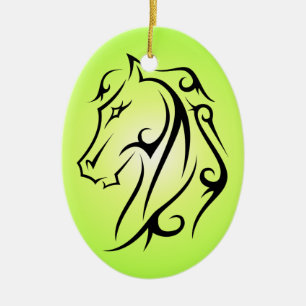 Enfeite de Símbolo de Cabeça de Cavalo Verde