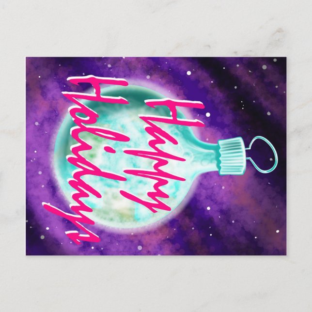 Enfeite de terra cartão postal Feliz Natal (Frente)