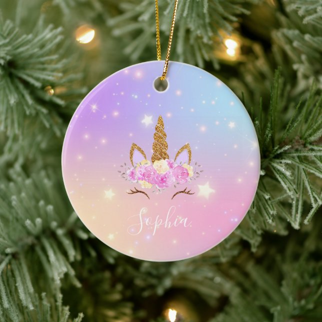 Enfeite de Unicórnio Personalizado para Meninas (Árvore)