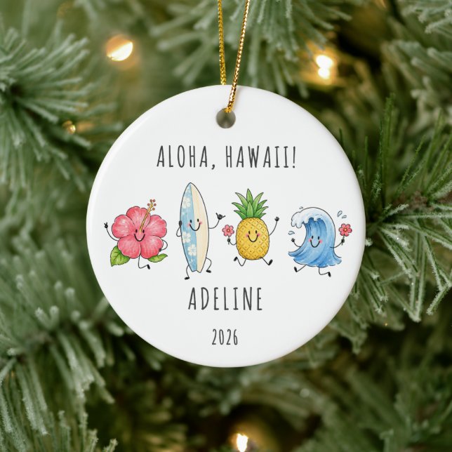 Enfeite de viagem personalizado Aloha Hawaii (Árvore)
