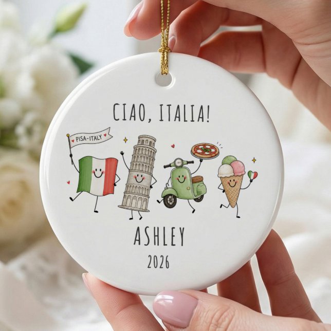 Enfeite de Viagem Personalizado Ciao Italia (Criador carregado)