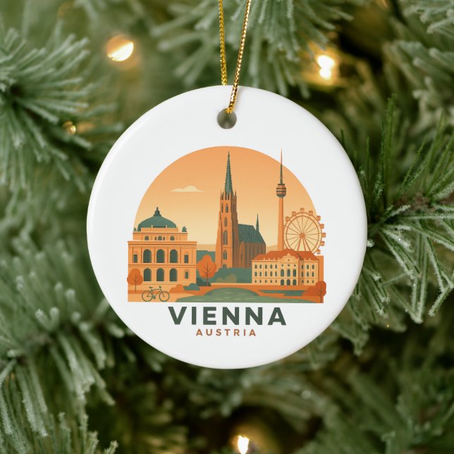 Enfeite de Viagem Retro Vintage Viena Áustria  (Árvore)