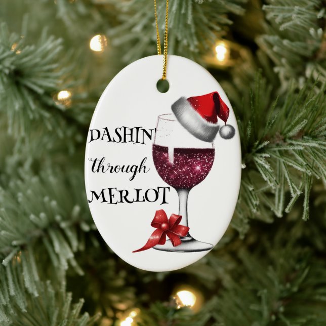 Enfeite de Vidro de Vinho com Chapéu de Papai Noel (Árvore)