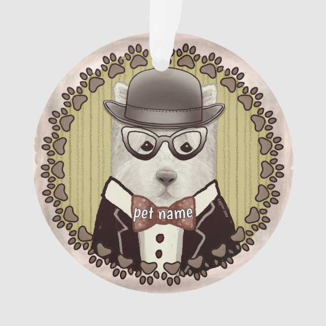 Enfeite de West Highland Terrier com óculos (Frente)