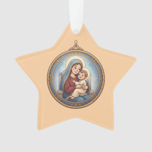 Enfeite do Menino Jesus e Virgem Maria
