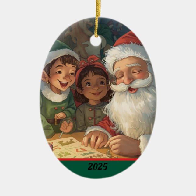 Enfeite do Papai Noel Fazendo uma Lista (Frente)