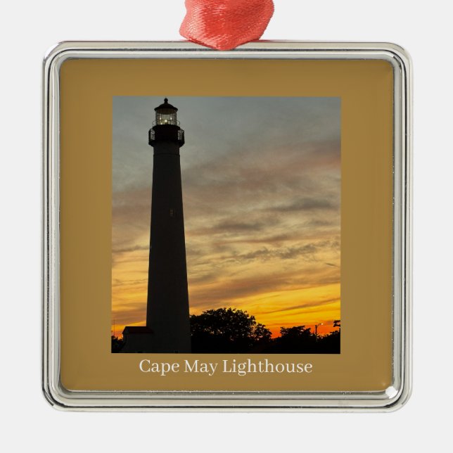 Enfeite do pôr do sol do farol de Cape May (Frente)